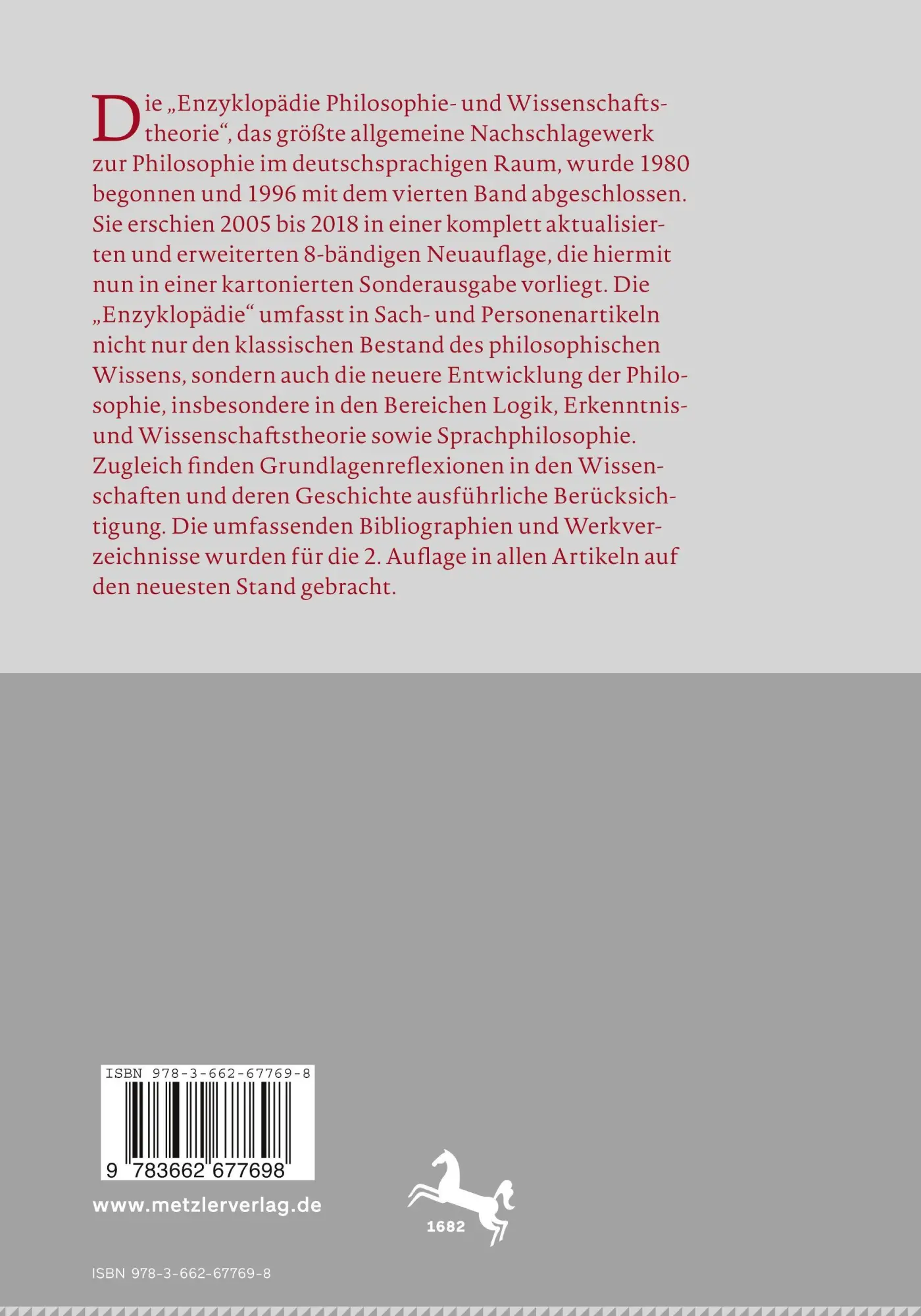 Rückseite: 9783662677698 | Enzyklopädie Philosophie und Wissenschaftstheorie | Bd. 6: O-Ra | Buch