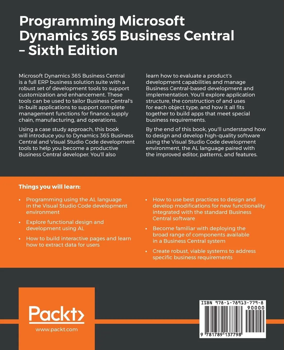 Rückseite: 9781789137798 | Programming Microsoft Dynamics 365 Business Central - Sixth Edition