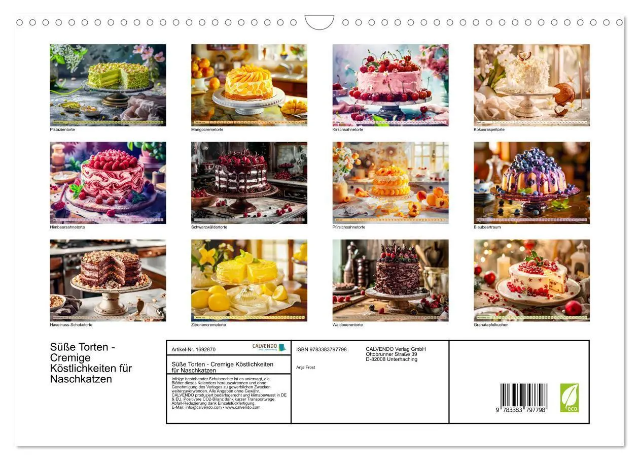 Bild: 9783383797798 | Süße Torten - Cremige Köstlichkeiten für Naschkatzen (Wandkalender...