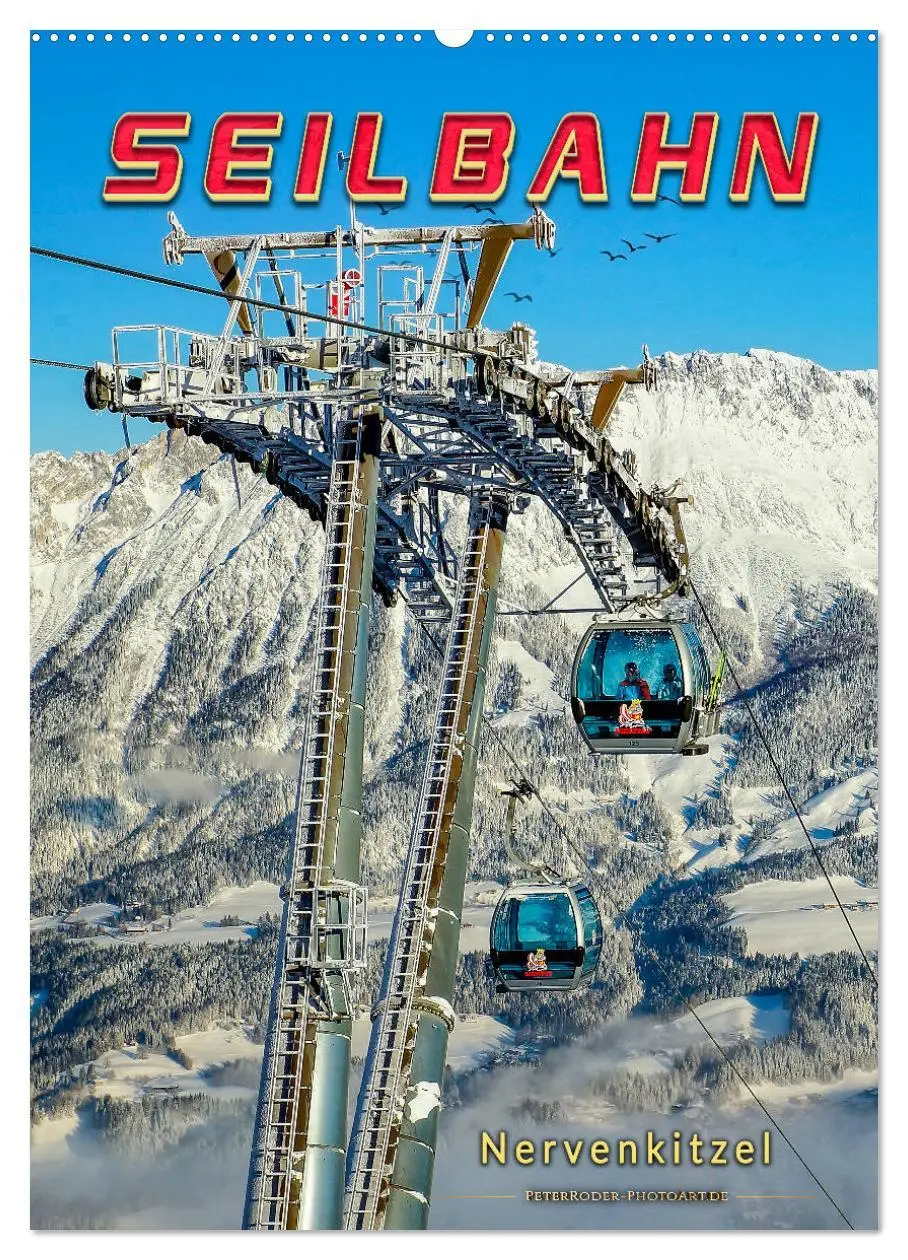 Cover: 9783516377798 | Nervenkitzel Seilbahn (Wandkalender 2026 DIN A2 hoch), CALVENDO...