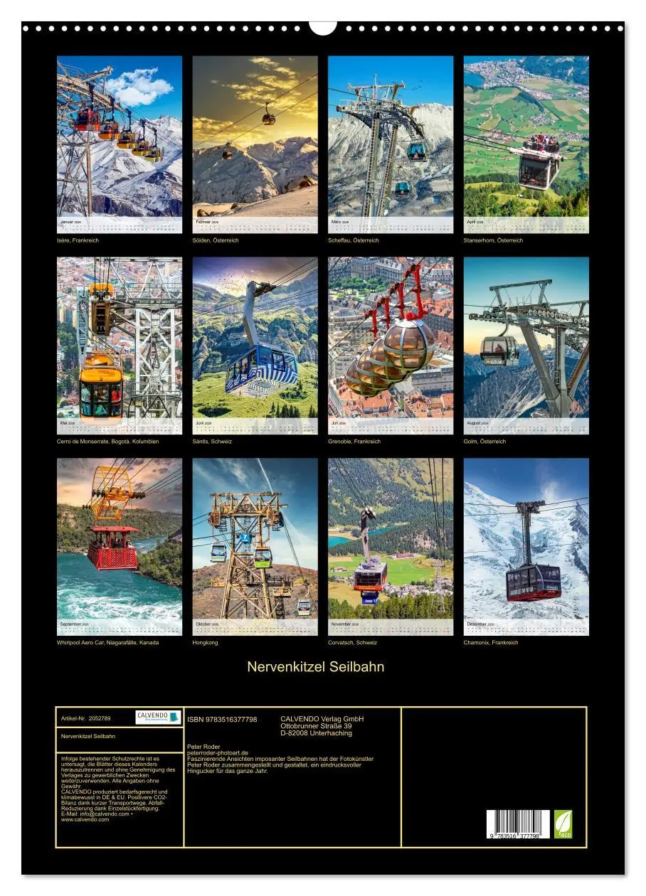 Bild: 9783516377798 | Nervenkitzel Seilbahn (Wandkalender 2026 DIN A2 hoch), CALVENDO...