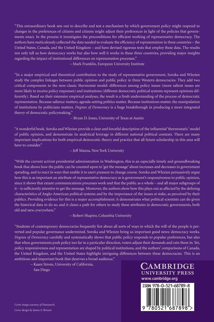 Rückseite: 9780521687898 | Degrees of Democracy | Politics, Public Opinion, and Policy | Buch