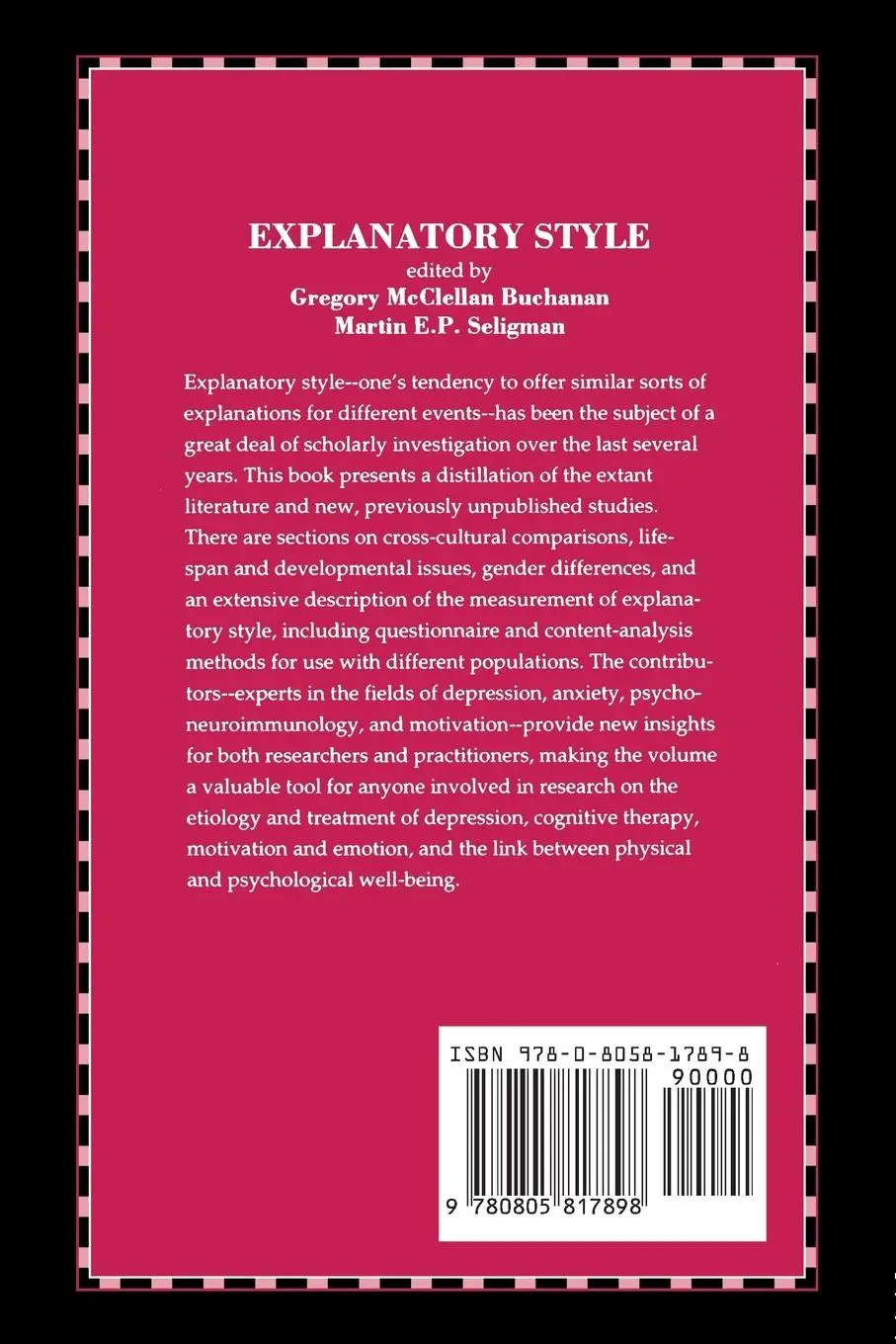 Rückseite: 9780805817898 | Explanatory Style | Gregory McClell Buchanan (u. a.) | Taschenbuch