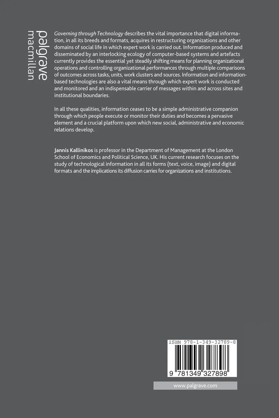 Rückseite: 9781349327898 | Governing Through Technology | Jannis Kallinikos | Taschenbuch | xiii