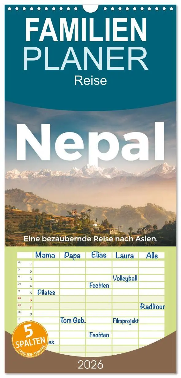 Cover: 9783516507898 | Familienplaner 2026 - Nepal - Eine bezaubernde Reise nach Asien....