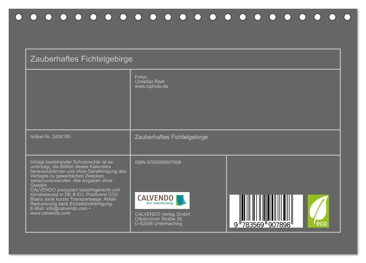 Bild: 9783569907898 | Zauberhaftes Fichtelgebirge (Tischkalender 2027 DIN A5 quer),...