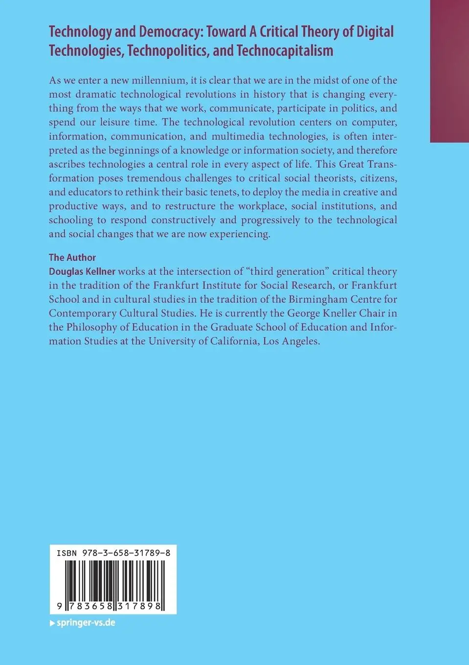 Rückseite: 9783658317898 | Technology and Democracy: Toward A Critical Theory of Digital...