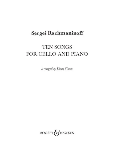 Cover: 9781784547998 | Ten Songs for Cello and Piano | Sergej Wassiljewitsch Rachmaninow