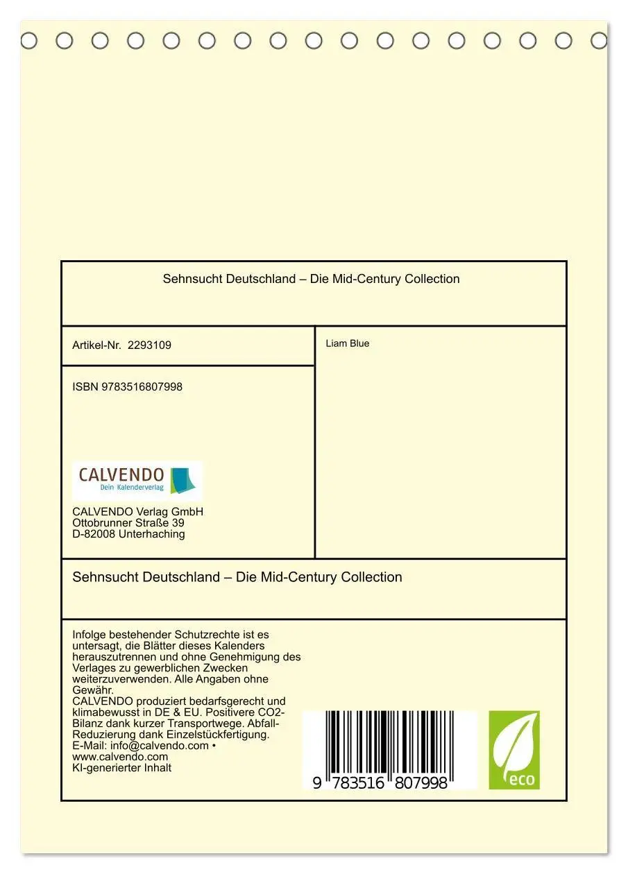 Bild: 9783516807998 | Sehnsucht Deutschland - Die Mid-Century Collection (Tischkalender...