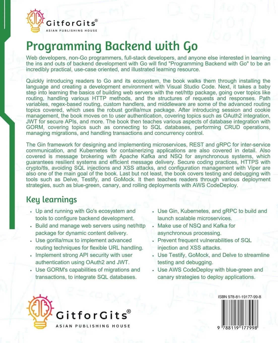 Rückseite: 9788119177998 | Programming Backend with Go | Julian Braun | Taschenbuch | Englisch