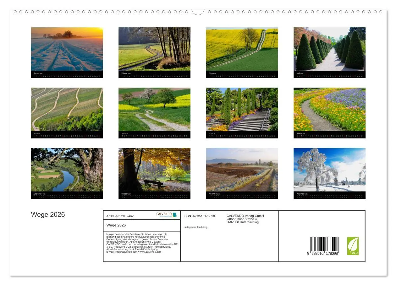 Bild: 9783516178098 | Wege 2026 (hochwertiger Premium Wandkalender 2026 DIN A2 quer),...