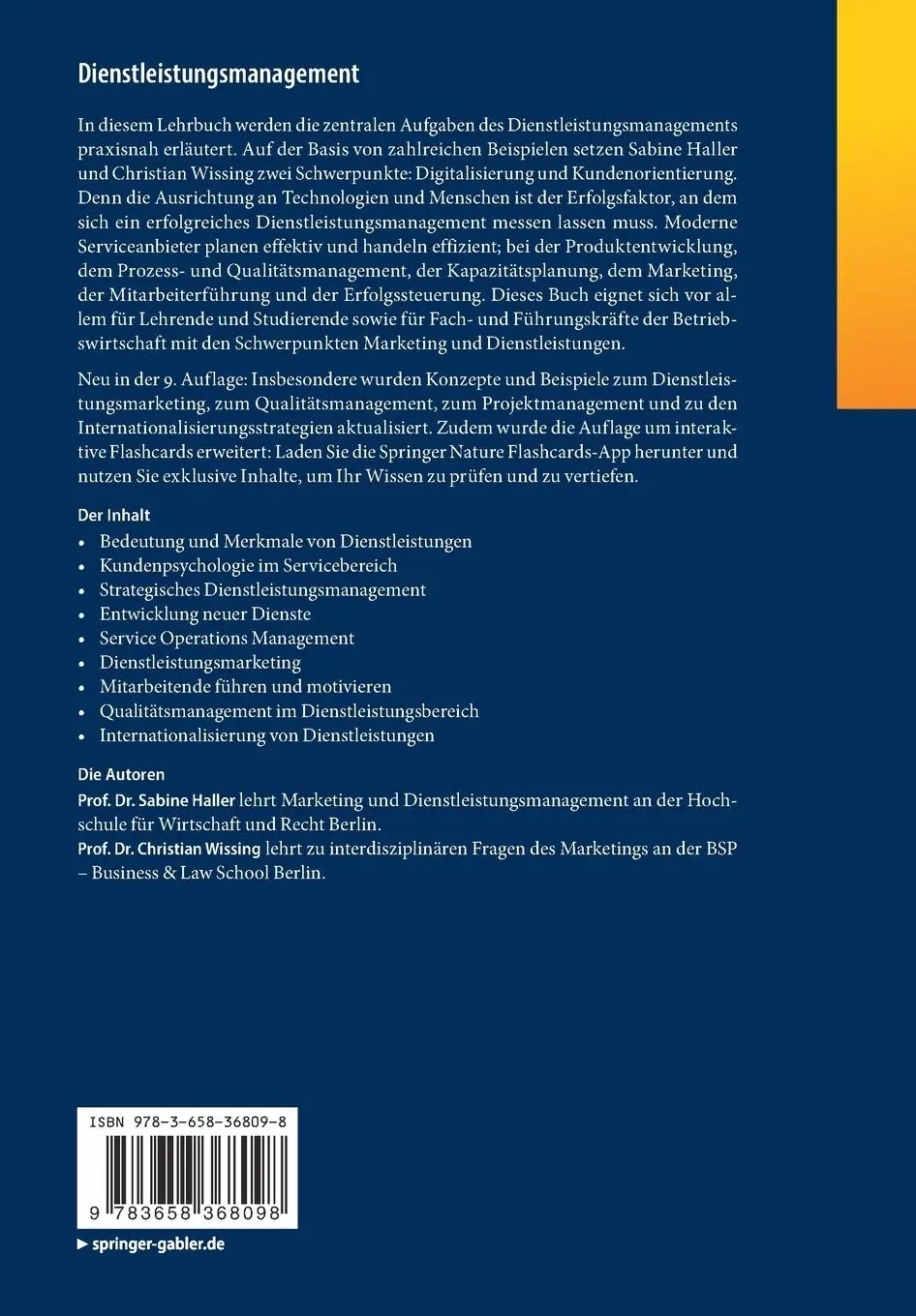 Rückseite: 9783658368098 | Dienstleistungsmanagement | Grundlagen - Konzepte - Instrumente | 2022