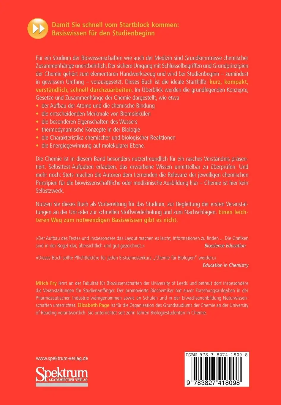 Rückseite: 9783827418098 | Startwissen Chemie | Mitch Fry (u. a.) | Taschenbuch | x | Deutsch