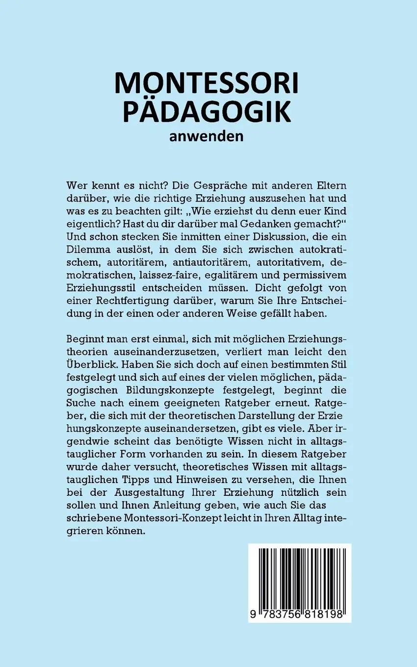 Rückseite: 9783756818198 | Montessori Pädagogik anwenden - Das Praxisbuch für Eltern | Reschowsyk