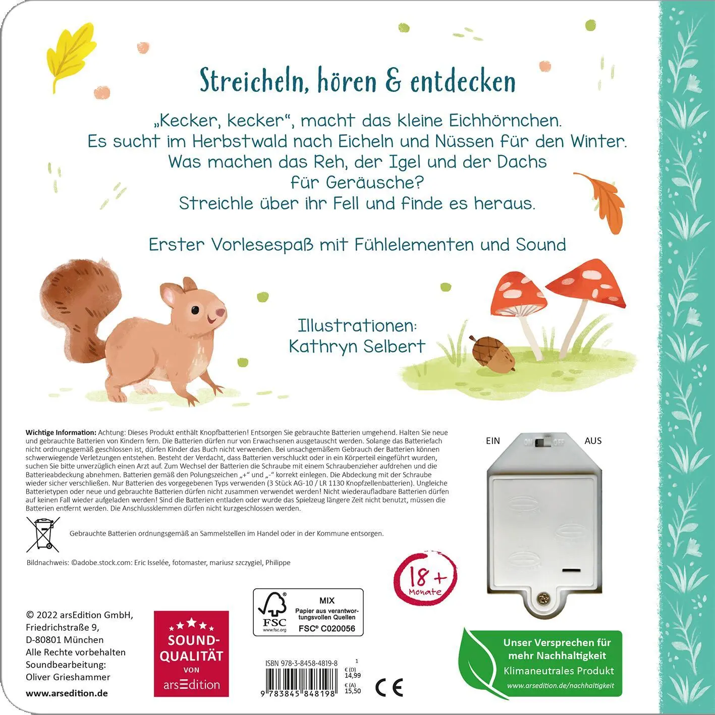 Rückseite: 9783845848198 | Hör mal, kleines Eichhörnchen! | Streicheln und hören | Selbert | Buch