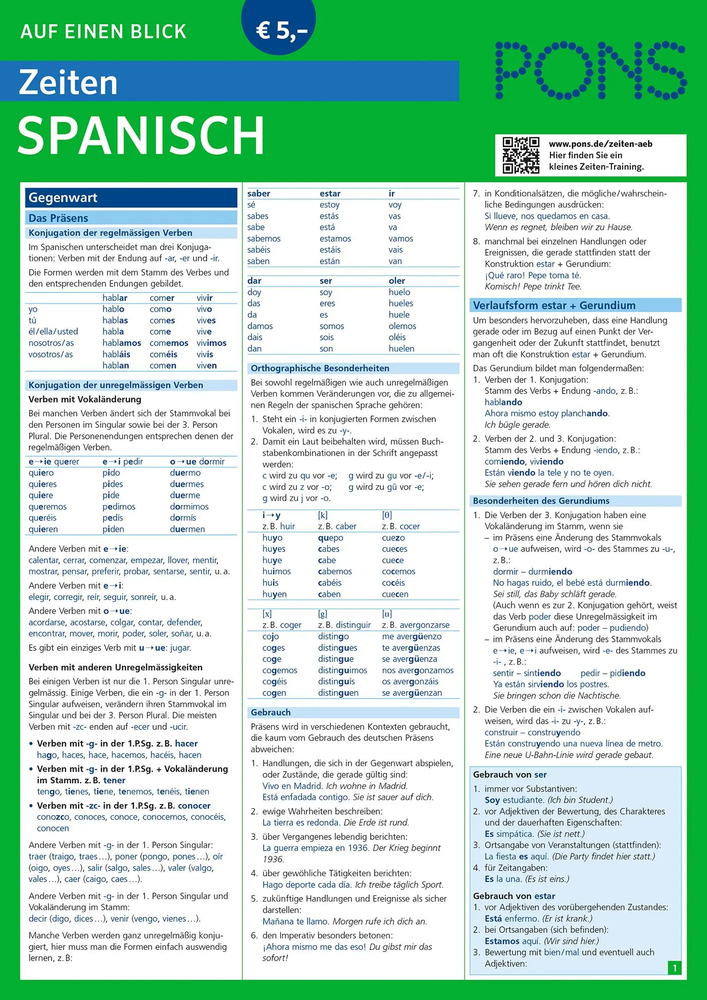 Cover: 9783125628298 | PONS Zeiten auf einen Blick Spanisch | Iván Reymóndez-Fernández | Buch
