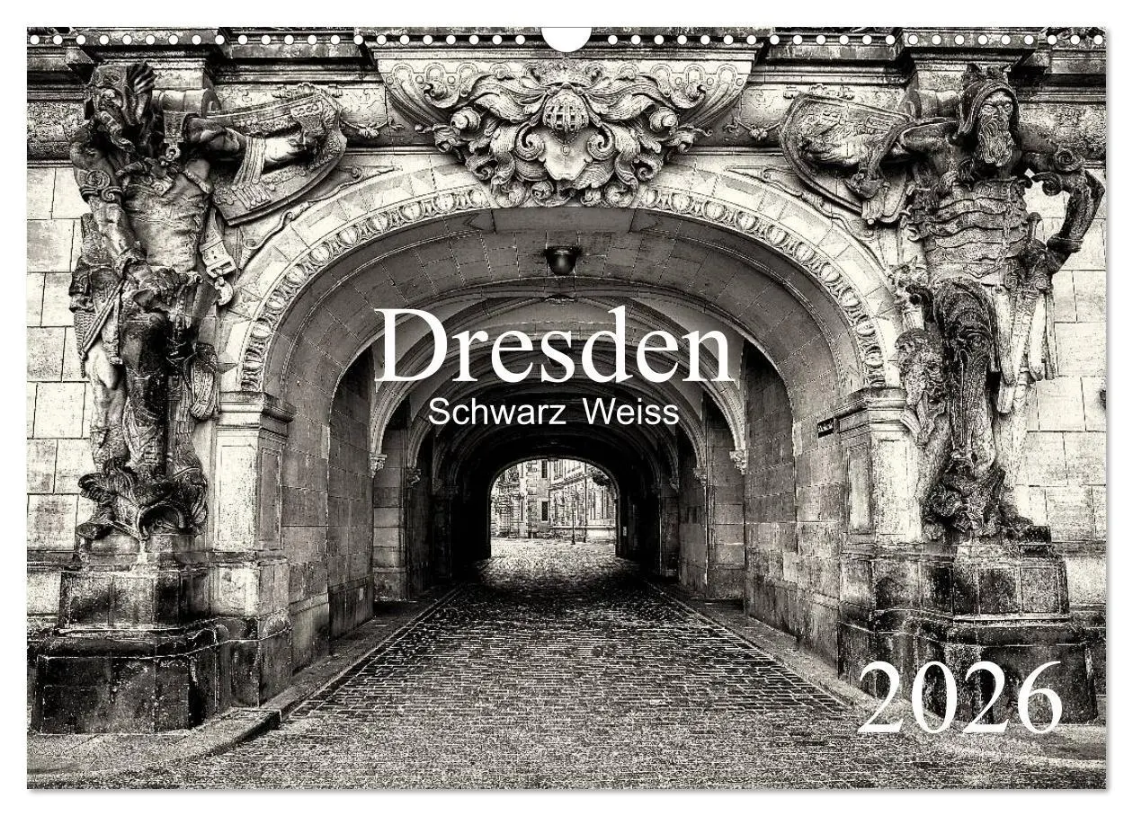 Cover: 9783516158298 | Dresden Schwarz Weiss 2026 (Wandkalender 2026 DIN A3 quer),...