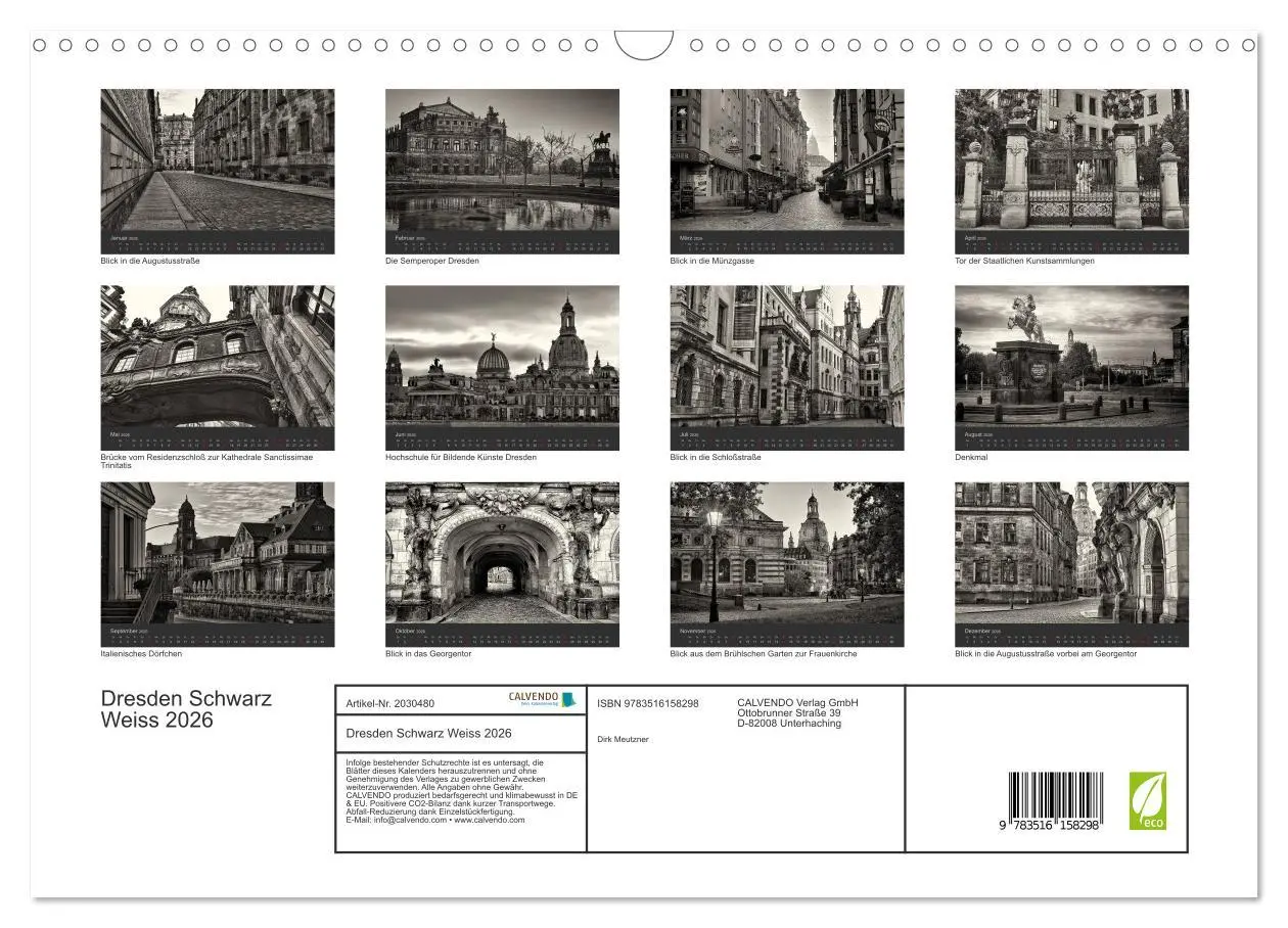 Bild: 9783516158298 | Dresden Schwarz Weiss 2026 (Wandkalender 2026 DIN A3 quer),...
