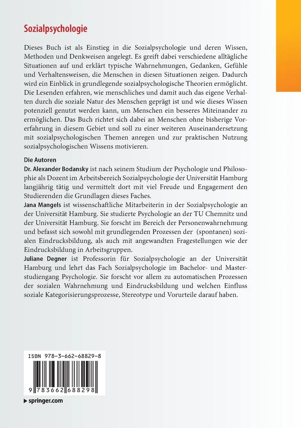 Rückseite: 9783662688298 | Sozialpsychologie | Alexander Bodansky (u. a.) | Taschenbuch | vii