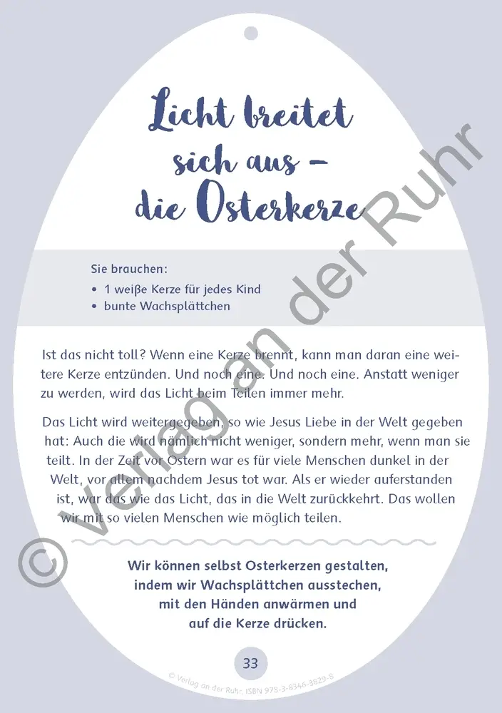 Bild: 9783834638298 | Unser Osterkalender für die Kita und zu Hause | Ruhr | Taschenbuch