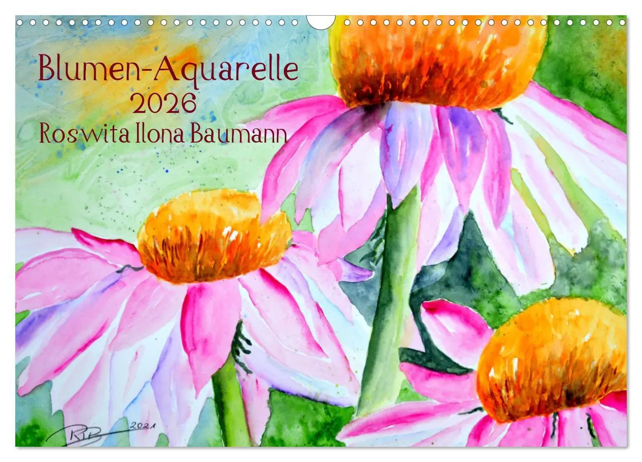 Cover: 9783457438398 | Blumen-Aquarelle (Wandkalender 2026 DIN A3 quer), CALVENDO...