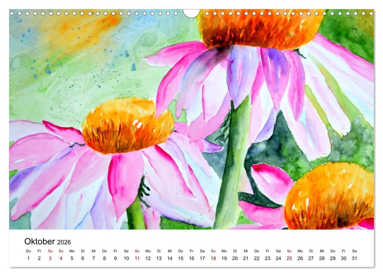 Bild: 9783457438398 | Blumen-Aquarelle (Wandkalender 2026 DIN A3 quer), CALVENDO...