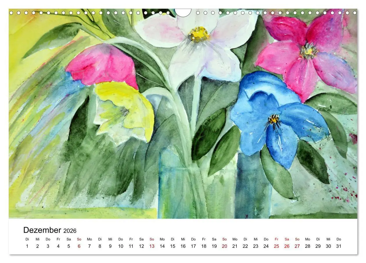 Bild: 9783457438398 | Blumen-Aquarelle (Wandkalender 2026 DIN A3 quer), CALVENDO...