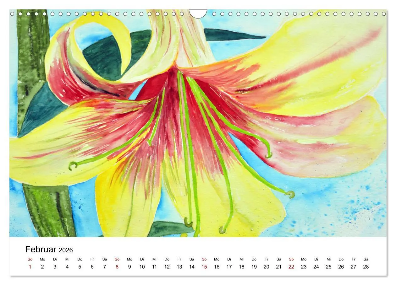 Bild: 9783457438398 | Blumen-Aquarelle (Wandkalender 2026 DIN A3 quer), CALVENDO...