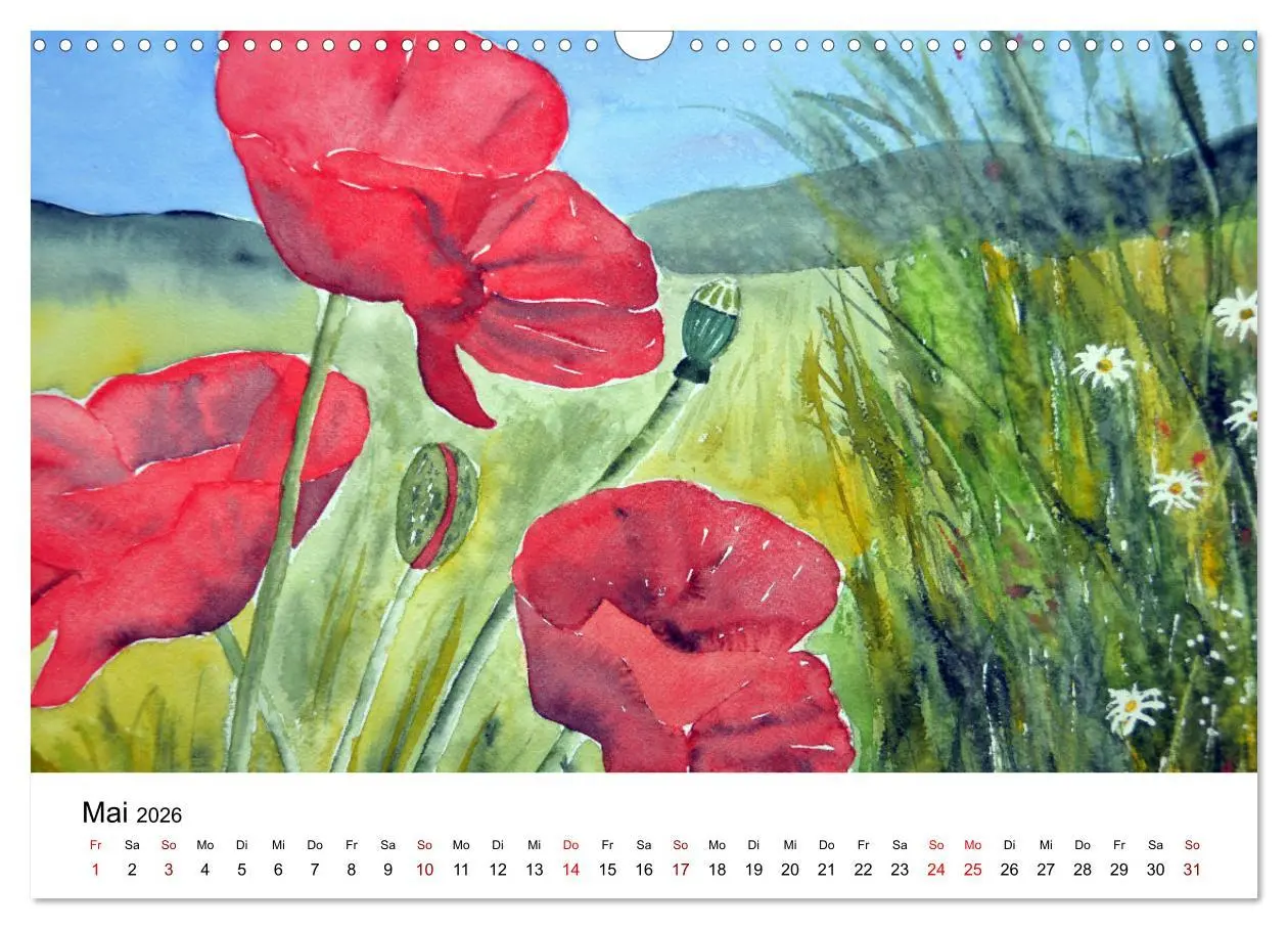 Bild: 9783457438398 | Blumen-Aquarelle (Wandkalender 2026 DIN A3 quer), CALVENDO...