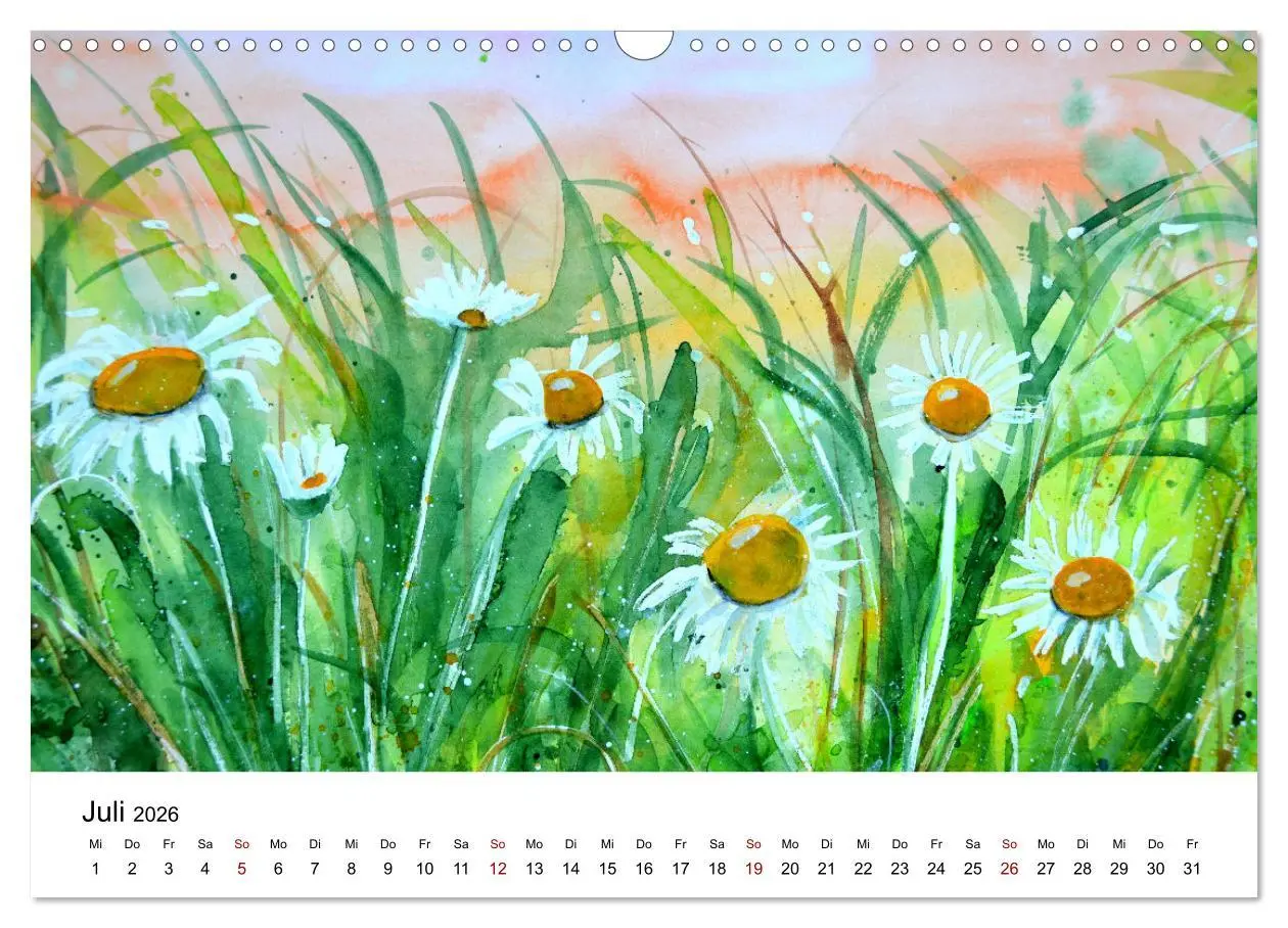 Bild: 9783457438398 | Blumen-Aquarelle (Wandkalender 2026 DIN A3 quer), CALVENDO...