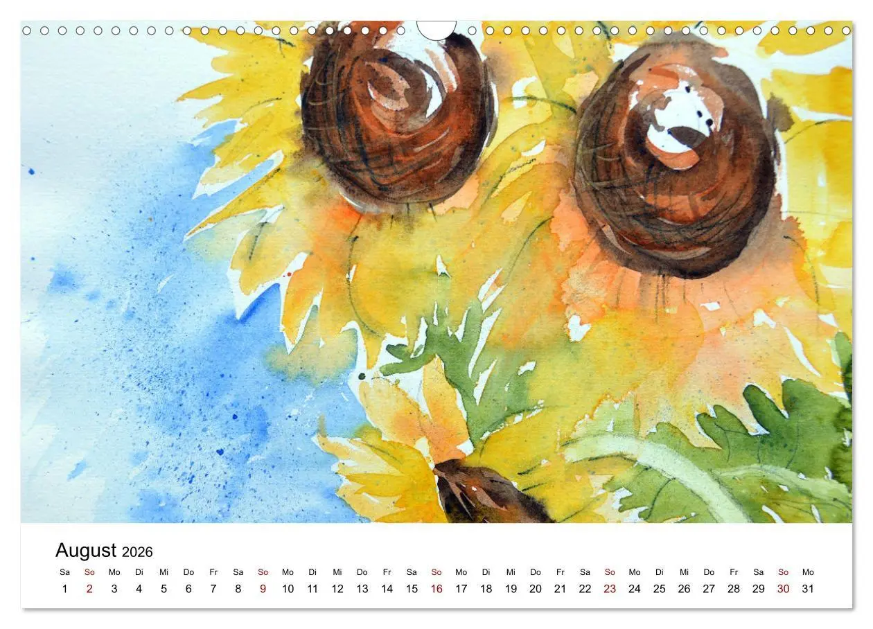 Bild: 9783457438398 | Blumen-Aquarelle (Wandkalender 2026 DIN A3 quer), CALVENDO...