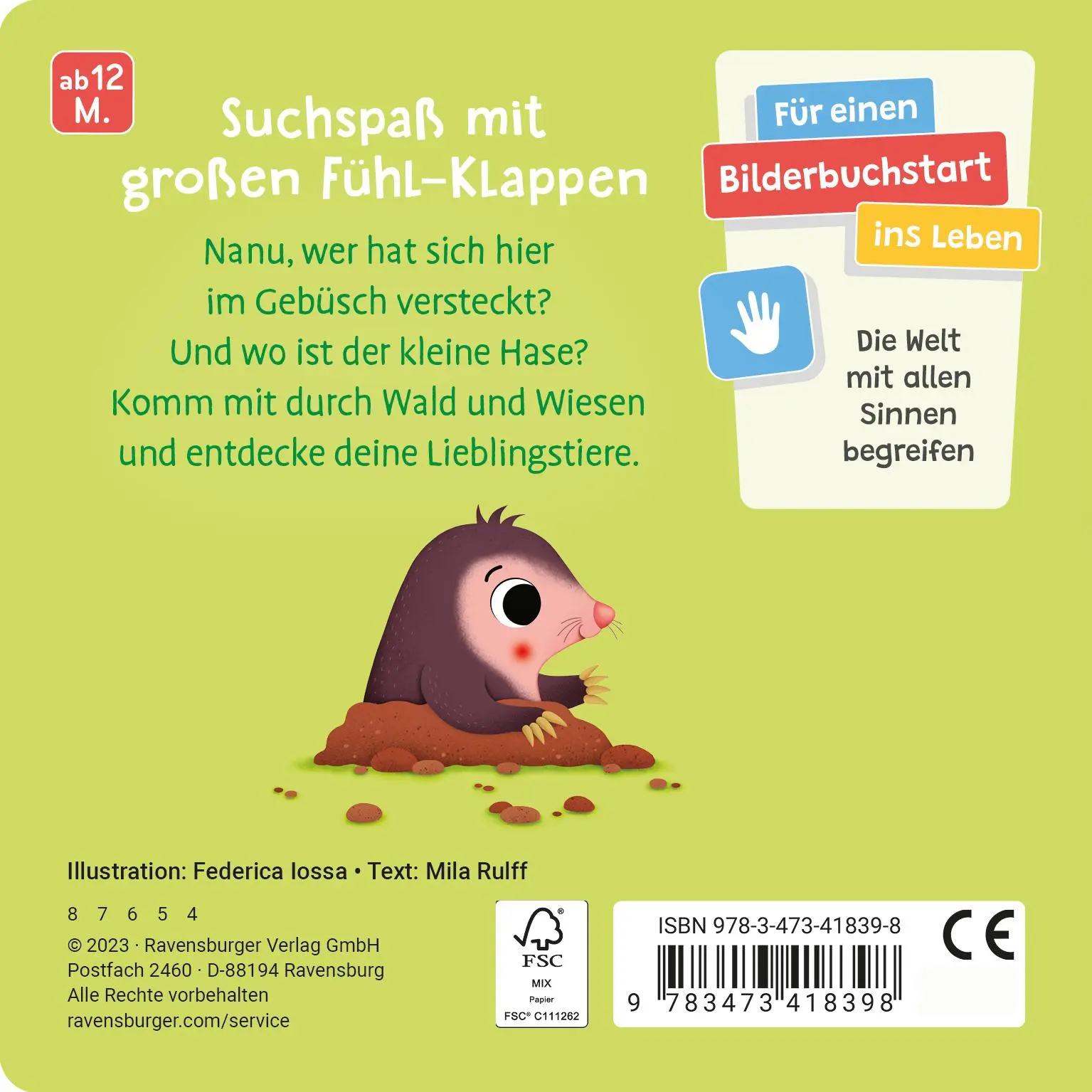 Rückseite: 9783473418398 | Wo bist du ...? - Wo bist du, kleiner Hase? | Mit großen Fühl-Klappen