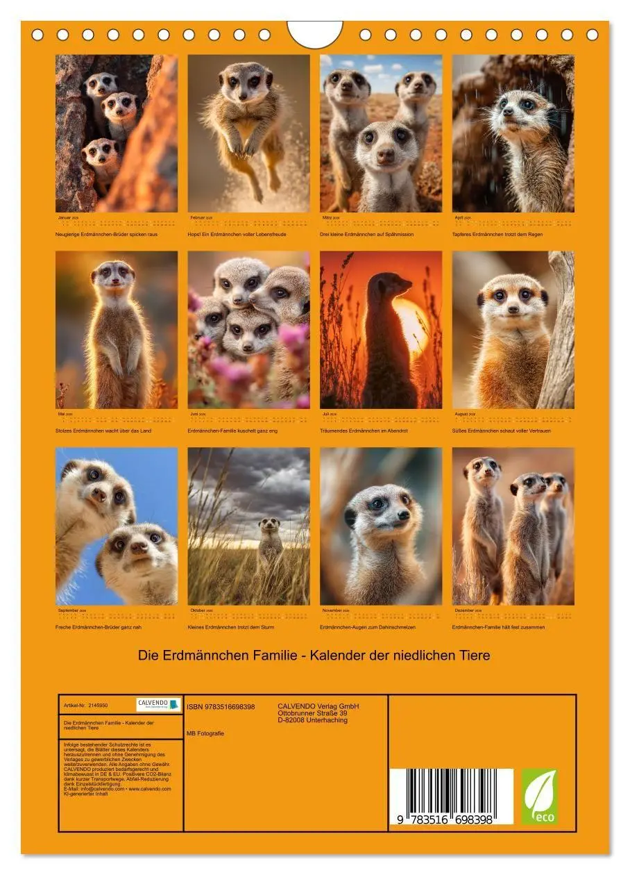 Bild: 9783516698398 | Die Erdmännchen Familie - Kalender der niedlichen Tiere...