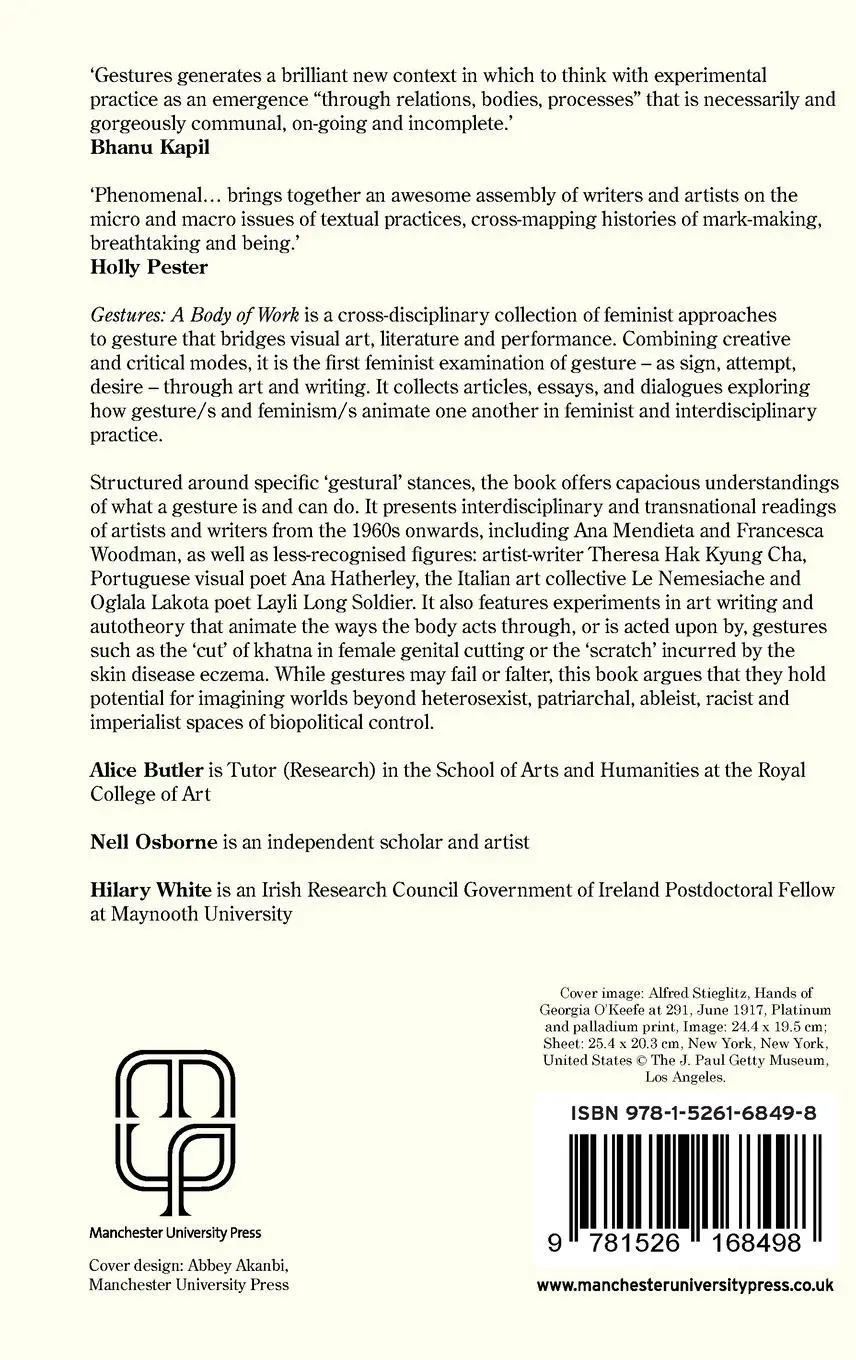Rückseite: 9781526168498 | Gestures | A body of work | Alice Butler (u. a.) | Buch | Englisch