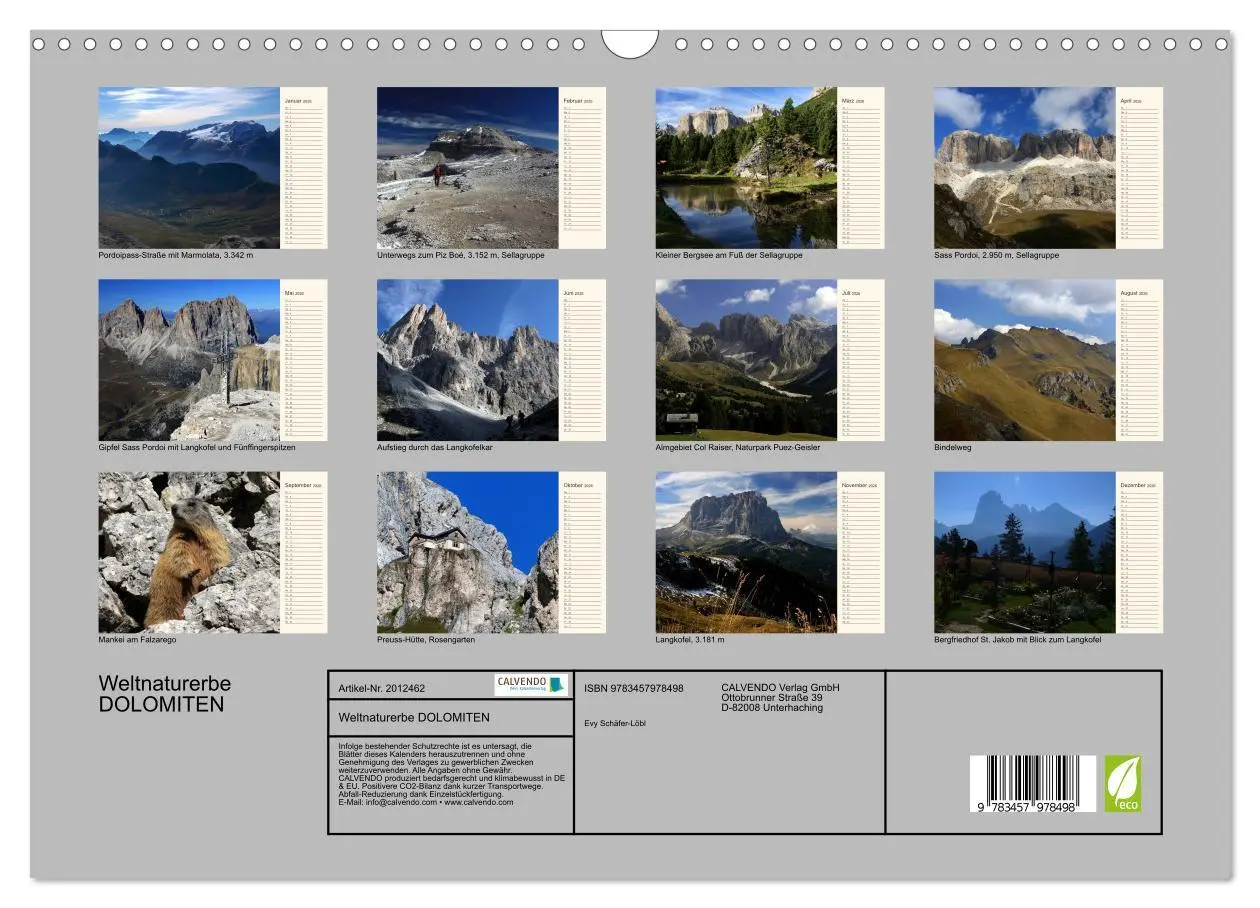 Bild: 9783457978498 | Weltnaturerbe DOLOMITEN (Wandkalender 2026 DIN A3 quer), CALVENDO...