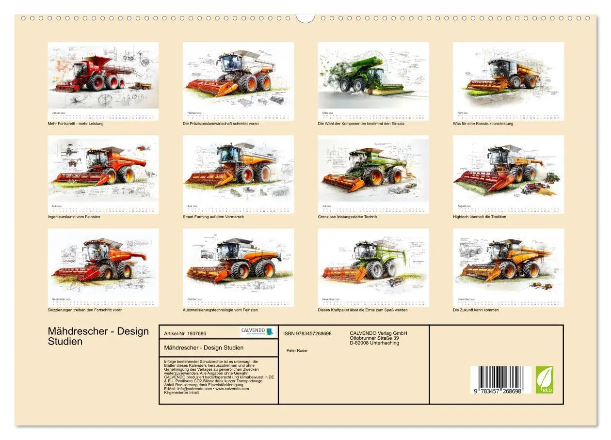 Bild: 9783457268698 | Mähdrescher - Design Studien (hochwertiger Premium Wandkalender...