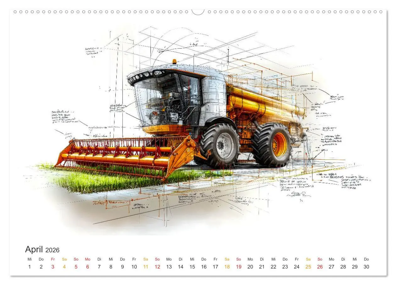 Bild: 9783457268698 | Mähdrescher - Design Studien (hochwertiger Premium Wandkalender...