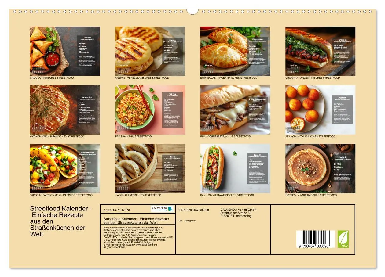 Bild: 9783457338698 | Streetfood Kalender - Einfache Rezepte aus den Straßenküchen der...