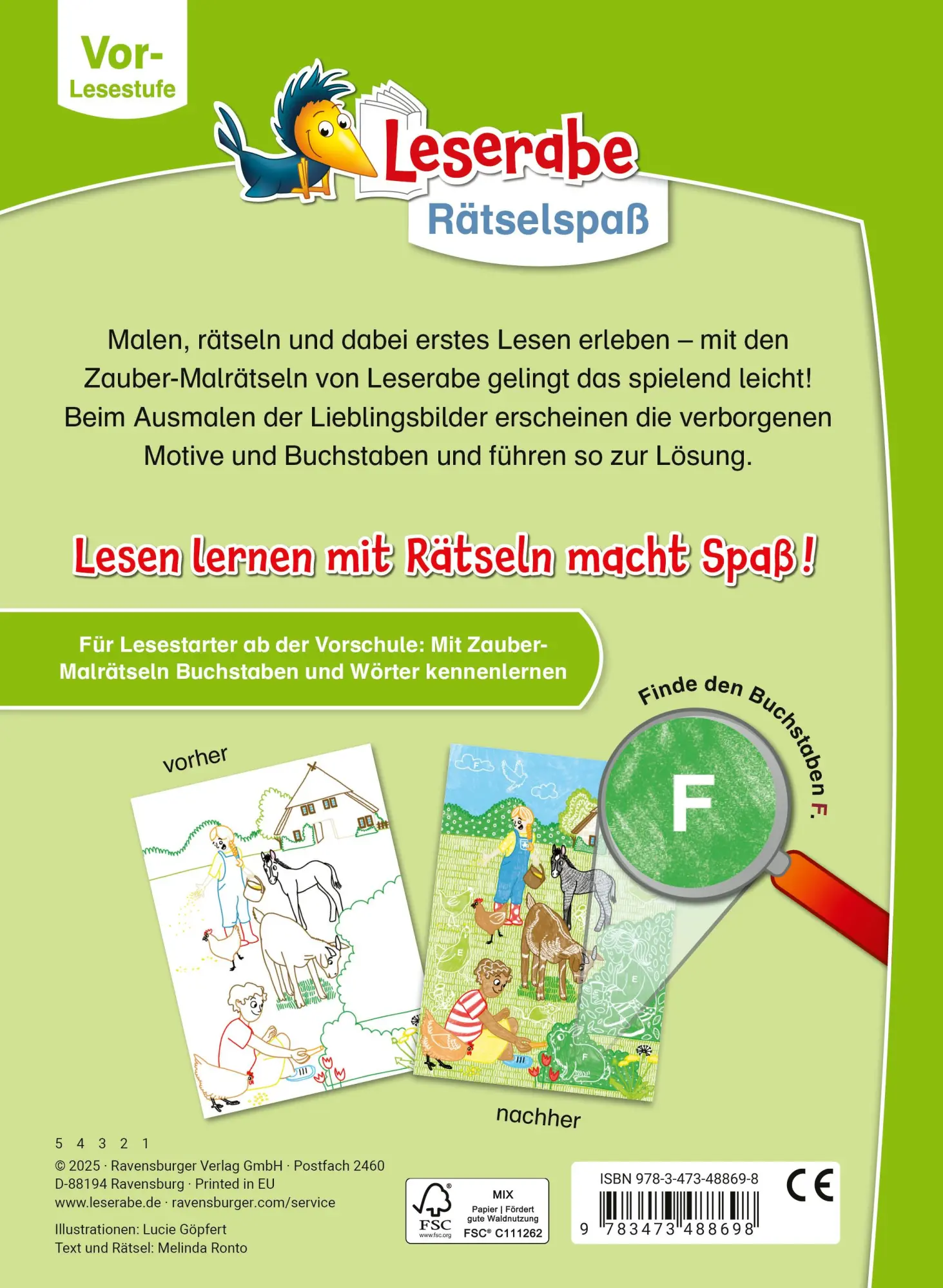 Rückseite: 9783473488698 | Leserabe Rätselspaß - Zauber-Malrätsel zum Lesenlernen: Bauernhof... Rückseite: 9783473488698 | Leserabe Rätselspaß - Zauber-Malrätsel zum Lesenlernen: Bauernhof...