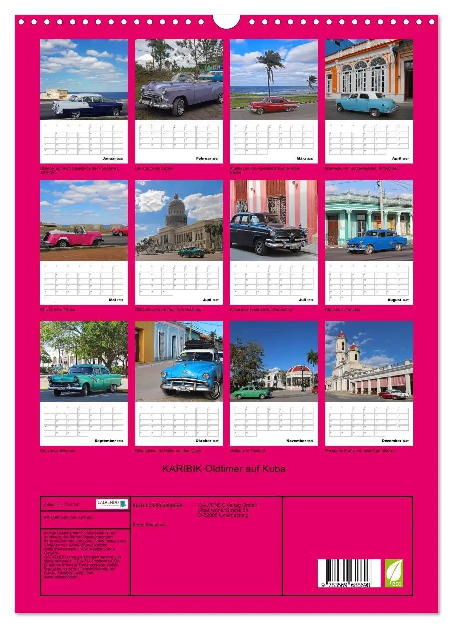 Bild: 9783569688698 | KARIBIK Oldtimer auf Kuba (Wandkalender 2027 DIN A3 hoch), CALVENDO...