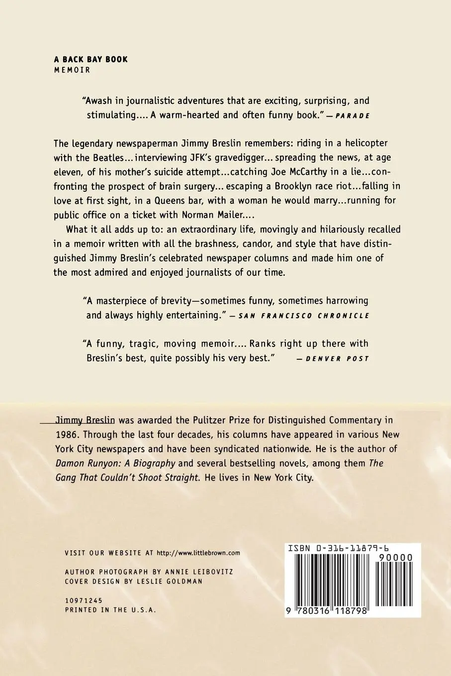 Rückseite: 9780316118798 | I Want to Thank My Brain for Remembering Me | A Memoir | Jimmy Breslin