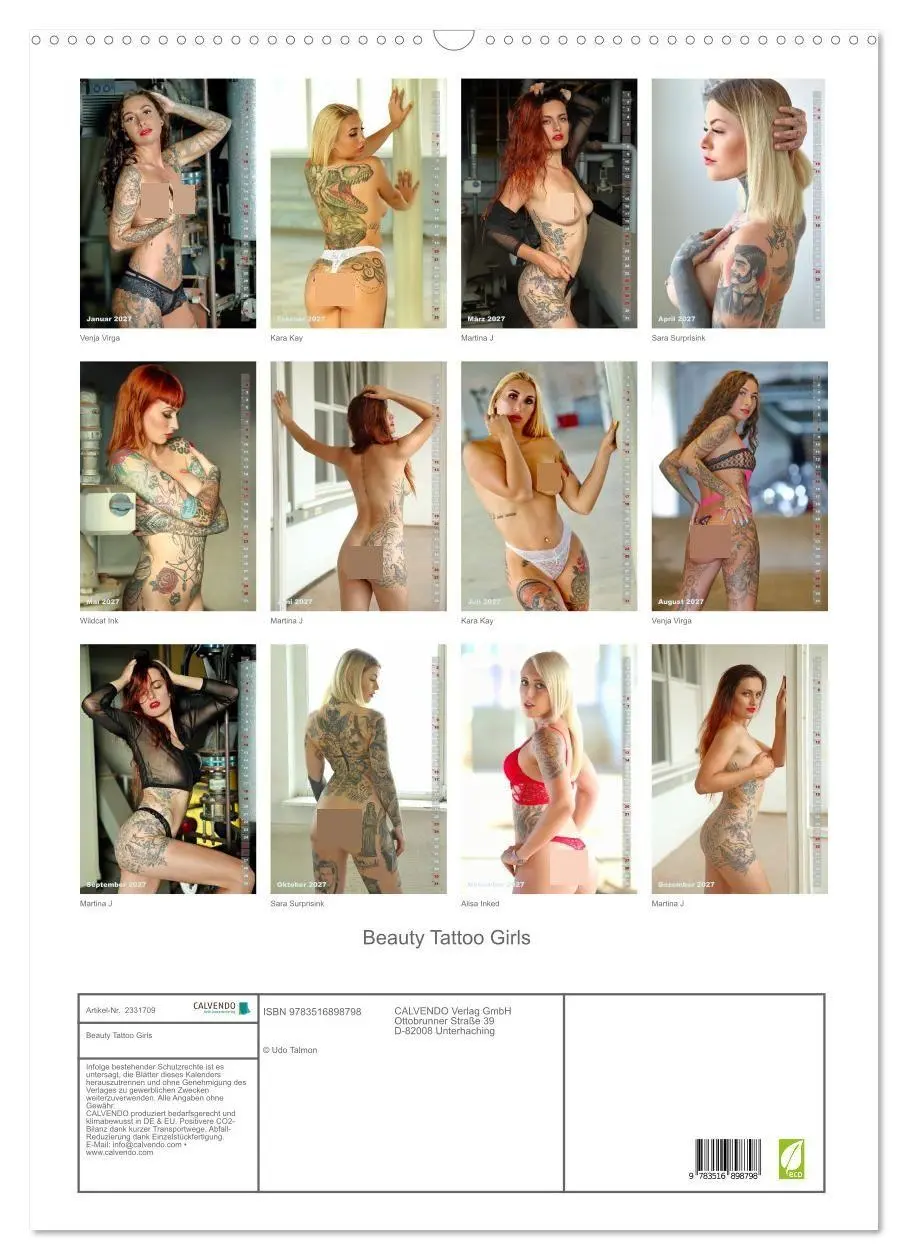 Bild: 9783516898798 | Beauty Tattoo Girls (Wandkalender 2027 DIN A2 hoch), CALVENDO...