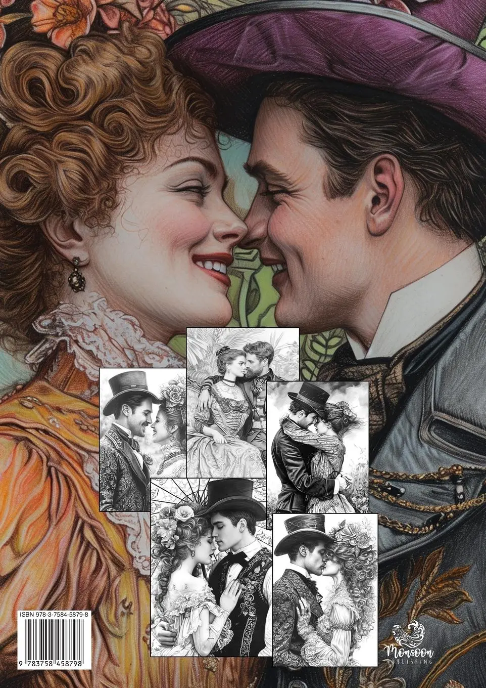 Rückseite: 9783758458798 | Victorian Love Couples Coloring Book for Adults | Monsoon Publishing