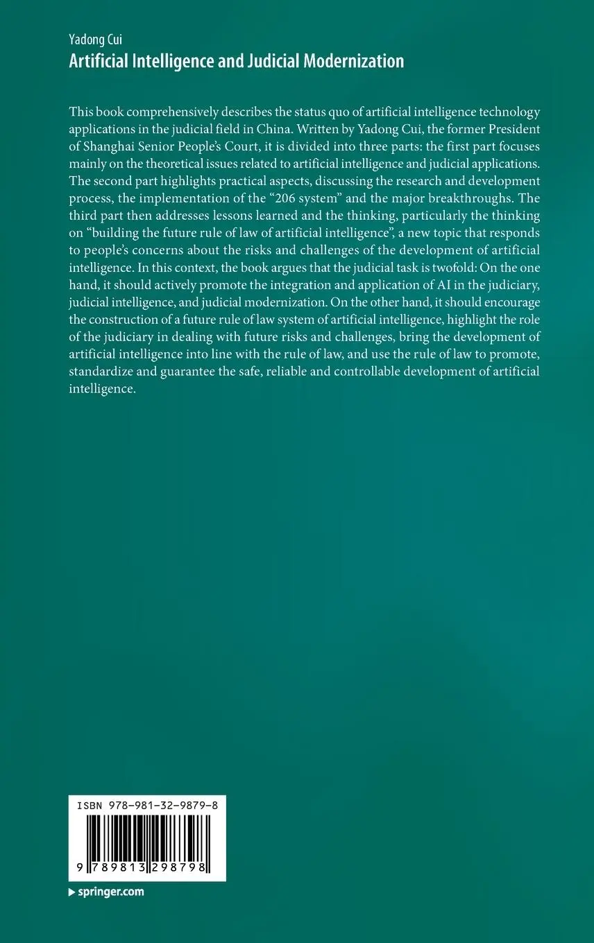 Rückseite: 9789813298798 | Artificial Intelligence and Judicial Modernization | Yadong Cui | Buch
