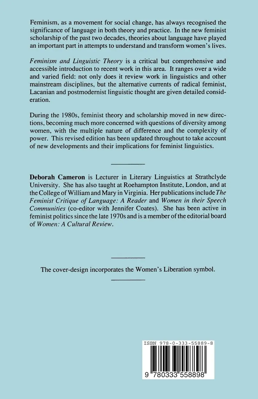 Rückseite: 9780333558898 | Feminism and Linguistic Theory | Deborah Cameron | Taschenbuch | x