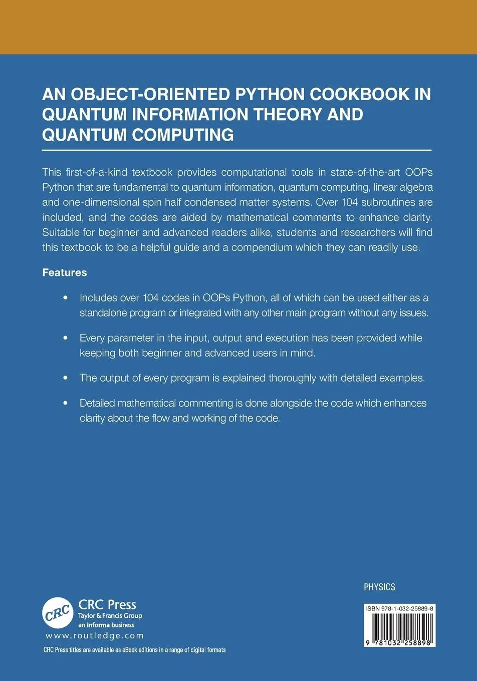 Rückseite: 9781032258898 | An Object-Oriented Python Cookbook in Quantum Information Theory...