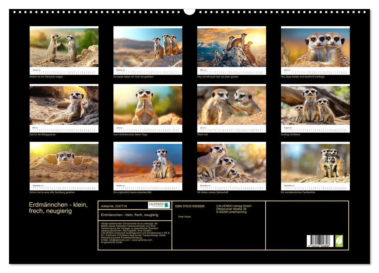 Bild: 9783516958898 | Erdmännchen - klein, frech, neugierig (Wandkalender 2027 DIN A2...