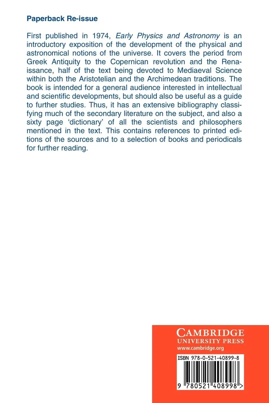 Rückseite: 9780521408998 | Early Physics and Astronomy | Olaf Pedersen | Taschenbuch | Englisch