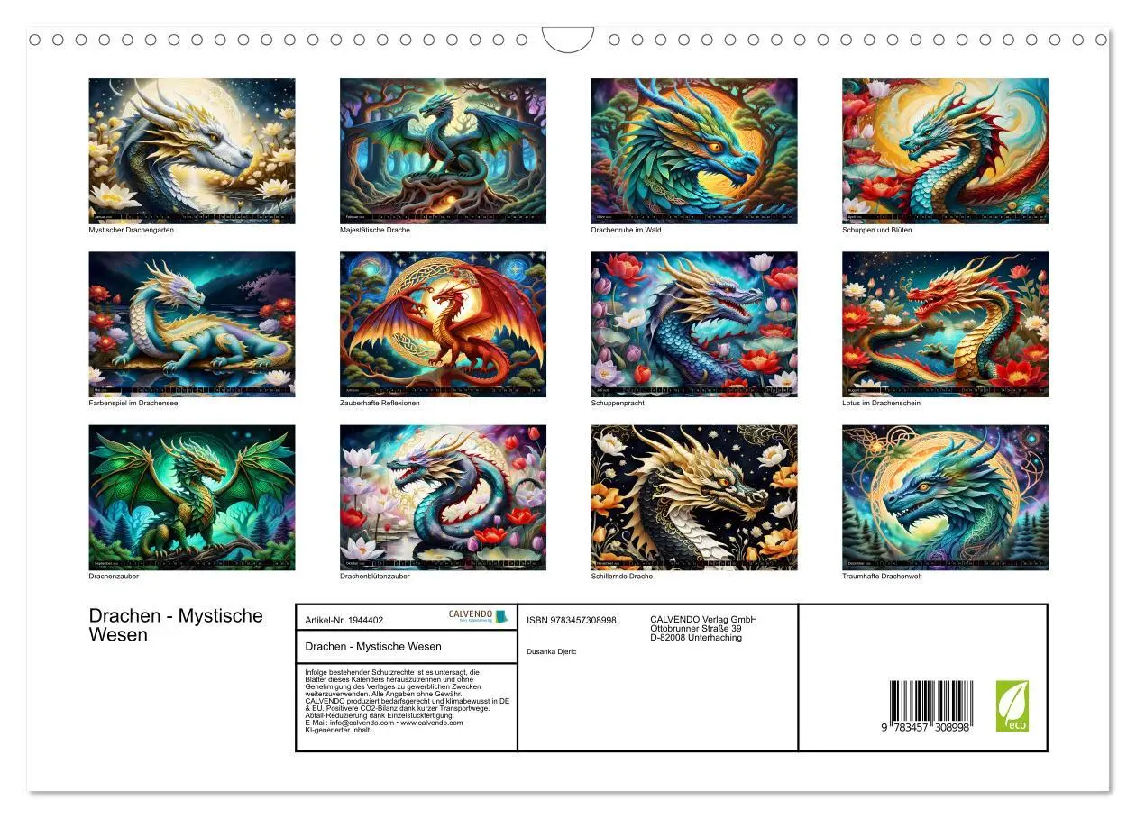 Bild: 9783457308998 | Drachen - Mystische Wesen (Wandkalender 2026 DIN A3 quer), CALVENDO...