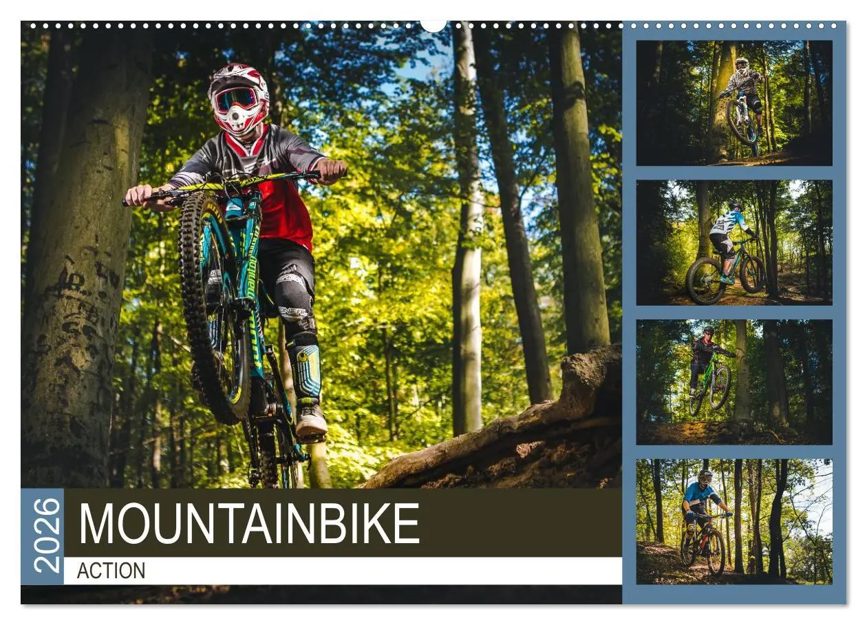 Cover: 9783516018998 | Mountainbike Action (Wandkalender 2026 DIN A2 quer), CALVENDO...